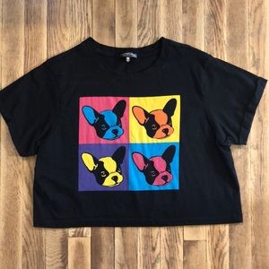 Cropped Tee, Boston Terrier meets Andy Warhol.